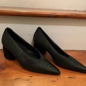 Miista Black Nina Raffia Mid-Heels, size 37